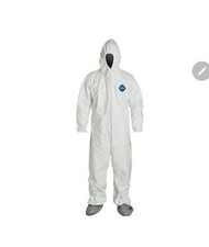 DuPont TY122S Tyvek 400 Coverall Attached Hood Boots White Case 25 Sz 2X picture