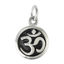 Small Sterling Silver Aum Charm Jewelry - Ohm Om Buddhist Hindu Mantra Pendant picture