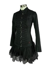 ROYAL BONES by TRIPP ROPE FRONT GOTHIC PUNK ROCKER BIKER BLACK TWILL JACKET picture
