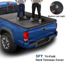 FOR 16-21 TOYOTA TACOMA TRUCK 5FT SHORT BED HARD SOLID TRI-FOLD TONNEAU COVER picture