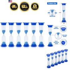 6 Pcs Plastic 1 Minute Sand Timer Sandglass Hourglass Sand Clock, Blue picture