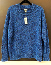 NWT L.L.Bean Women’s 2X Plus Cotton Ragg Crewneck Sweater Blue Marled picture