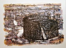 MAX GUNTHER Original Mid-Century PENCIL SIGNED LITHOGRAPH Colosseum ROME 21/80 picture