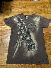Harley-Davidson vintage Men’s S Brown Double-Sided Skull Graphic T-Shirt picture