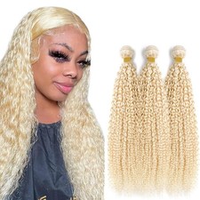 Younghann 22 24 26 Inch Blonde Kinky Curly Bundles Human Hair Unprocessed picture
