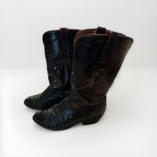 Lucchese Handmade Vintage Ostrich Cowboy Boots Black Cherry Size 10.5 D picture