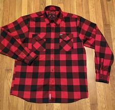Dixxon Men's Large Redrum Red Buffalo Plaid Long Sleeve Button-Up Shirt NWOT L picture