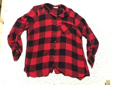 Maurices Flannel Button Shirt Plus Size 2 Red Black Plaid Long Sleeve Pocket picture