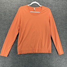 Athleta Top Size L Orange In Motion Seamless Long Sleeve Athleisure Gym Workout picture