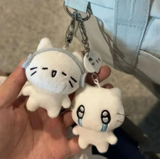 1pc Cute Crying Cat Plush Keychain Headphone Kitten Bag Backpack Pendant Charm picture