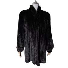 SAGA MINK SUPERB QUALITY REAL FUR COAT JACKET MID-LENGTH BLACK FROM JAPAN picture