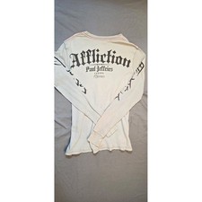 Affliction Thermal Shirt Mens Small Blue Good Skull Graphic Long Sleeve Edgy picture