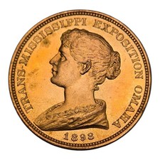 1898 HK-283 SO-CALLED DOLLAR TRANS MISSISSIPPI EXPO OFFICIAL MEDAL Uncirculated  picture