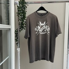 Gently Used Hanes Beefy-T Brown Heraldic Crest Graphic T-Shirt B30073 picture