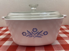 Corning Ware Cornflower Blue 1 3/4 Quart Baking Dish P-1 3/4-B Pyrex P-7-C Lid picture