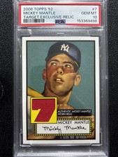 2006 Topps - 1952 Mantle Game Worn Relic Mickey Mantle #7 (MEM) PSA 10 picture