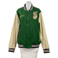 NEW Wicked Shiz University Women's Green Embroidered Varsity Coat Jacket Size L picture