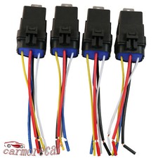 4 pack 5 pin & wire Heavy Duty Car Auto Relay 12V 40 amp Waterproof Plug Socket picture