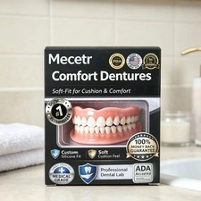 Full Set Upper Lower Denture Teeth Natural Fit Silicone False Teeth Comfort picture