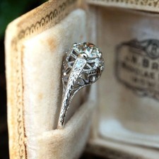 Vintage Art Deco Style Round Cut Lab Created Diamond Engagement 925 Silver Ring picture