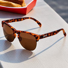 Goodr Women's Square Sunglasses Tortoise Shell Plastic Frame Brown Tinted picture