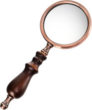 10X Antique Magnifying Glass, Brass Handheld Magnifier with Wooden Handle, De... picture