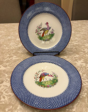 Vintage Spode Copeland England Round Ceramic Plate Blue Border Bird Center 10.5” picture