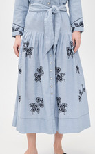 THE GREAT x Stetson The Chambray Embroidered Highland Skirt Sz 0 Western picture