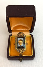 WOW Antique Victorian Memento Mori Skull Solid Silver Gilded Marcasite Ring picture