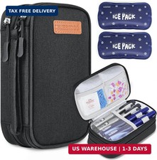 suzamed Double Layer Insulin Cooler Travel Case, Expandable Space, Black picture