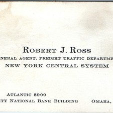 c1940s New York Central System Railroad Business Card Robert J Ross Omaha NE picture