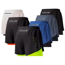 Men's Quick-Dry Double Layer Running Shorts Fitness Gym Training Sportwear Gym picture