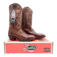 Justin 2704 Cowboy Boots Mens 10 EE Tan Distressed Vintage Goat Leather NWT picture