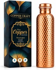 34oz Pure Copper Water Bottle - Handmade Hammered Finish - Ayurvedic Health USA picture