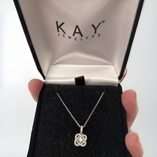 Kay Jewelers Center of Me 0.10 ctw Diamond Pendant Necklace 925 Silver 18in picture