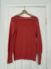 J.CREW Women’s Red Solid Knit Scoop Neck Raglan Sweater Zipper Accent M picture