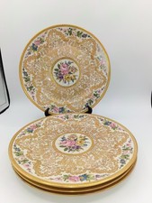 Vintage Rosenthal Ivory Bavaria Dinner Plates Heavy Gold Encrusted Floral Set 4 picture
