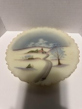 Vintage 1980 Fenton For Princess House Custard Uranium Plate Signed Thackey picture