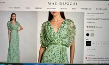 Mac Duggal formal size 14 green/seafoam beaded blouson v-neck never worn picture