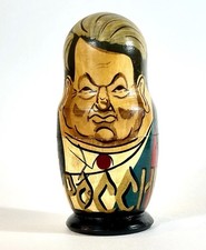 Vintage Russian Political Nesting Dolls Yeltsin, Gorbachev Caricature Hand Made picture