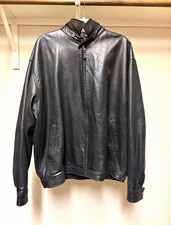 Polo Ralph Lauren Men’s Lamb skin Black Leather Bomber Jacket Full Zip 2XL. picture