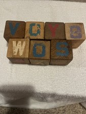Vintage Wooden Alphabet Children's Toy Blocks 1.75” square Lot of 7 - Worn    z6 picture