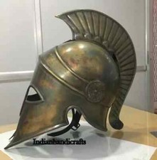 Medieval Greek Corinthian Helmet With Plume Free Wooden Stand C22 picture