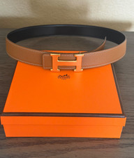 Hermès Reversible H Belt 32mm Brown Black Gold Buckle Size 85 picture