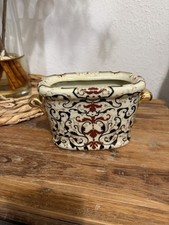 Amita Porcelain Crackle Glaze Gold Black Red & Off White Planter 8