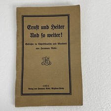 Vintage 1921 Serious & Cheerful Poetry Paperback Book , Hermann Bebie, in German picture