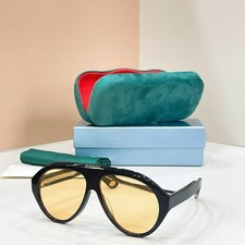 Gucci GG0479S Black Aviator Sunglasses Yellow Lens 60-13-150 picture