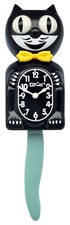 Kit-Cat Klock Black Gold  Bow Tie and Ocean Wave Tail Clock picture