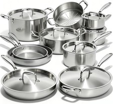 17Pcs 5 Ply Clad Stainless Steel Cookware Set with Lids, Heavy Duty Pots and ... picture