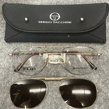 Sergio Tacchini ST 1025/C Aviator Magnetic Clip Sunglasses Gold Brown 55/18 145 picture